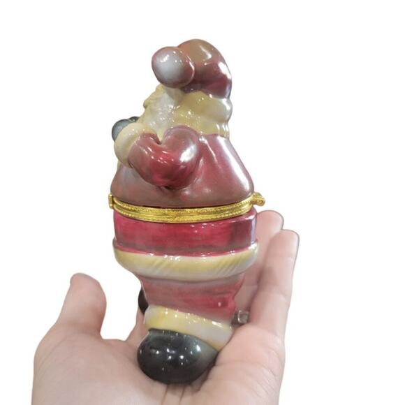Vintage Santa Claus Trinket Box Hinged Christmas Holiday Jewelry Trinket Box - Picture 7 of 9